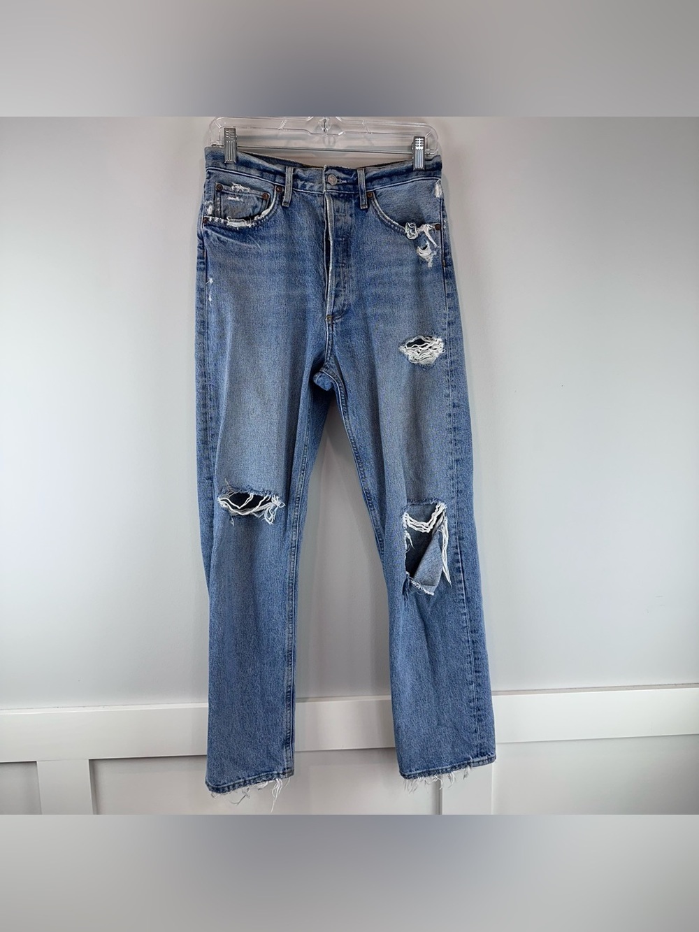 Agolde 90s Mid Rise Loose Fit Distressed Button Fly Vintage Inspired Jeans 26